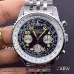 Perfect Replica Breitling Old Navitimer World chronograph Watch Stainless Steel Black